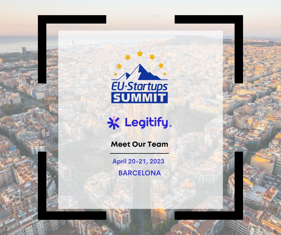 Legitify_Global's tweet photo. ππ» We are excited to announce Legitify will participate in the 2023 edition of the annual @EU_Startups Summit which takes place April 20-21, 2023 in Barcelona!
#EUSS2023 #legitify #legaltech https://t.co/LDTd0HgEA3