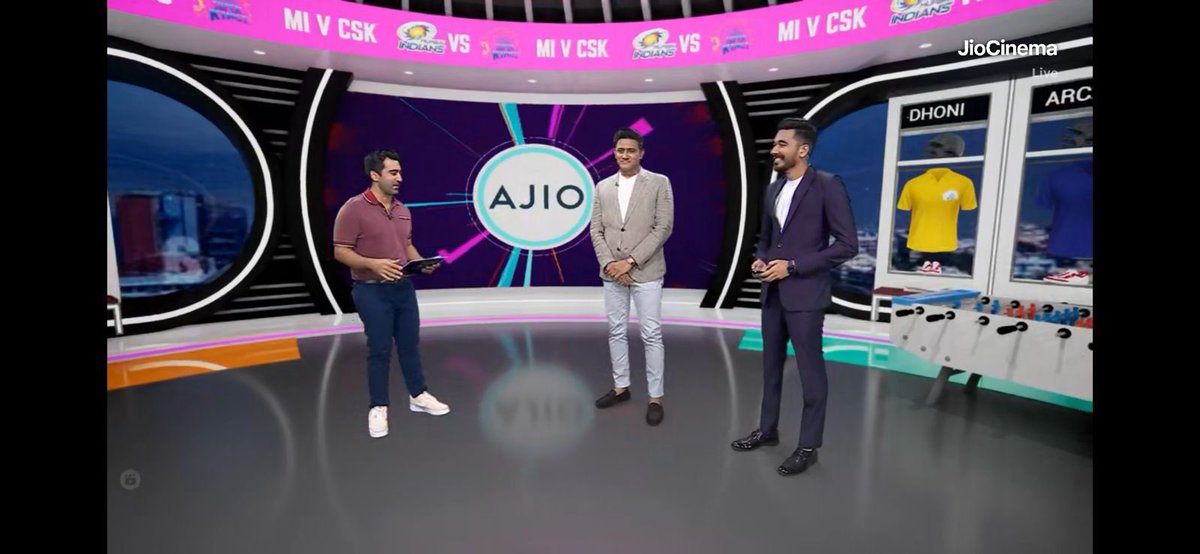 peeyushsharmaa's tweet photo. Absolute honour sharing the screen with my heroes and legends of this game. 

Do join us on our Fantasy special feed on @JioCinema everyday. Use #FantasyTadka to ask your questions, and we’ll answer them in our show. 

#CSKvsRR #IPL2023 https://t.co/20ZWykiaL0