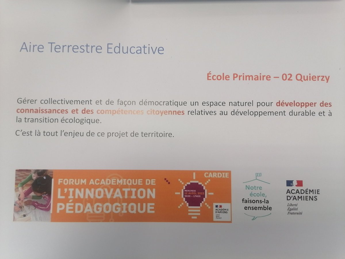 di_credicomax's tweet photo. #JAI23 présentation du projet #E3D de notre #ATE au forum de l'innovation pédagogique à Amiens @AmiensEdd @DSDEN_Aisne @FabienPle @angeliquedicre1 @fab2401 @SylvieVaquette https://t.co/bxOWOJqrX0