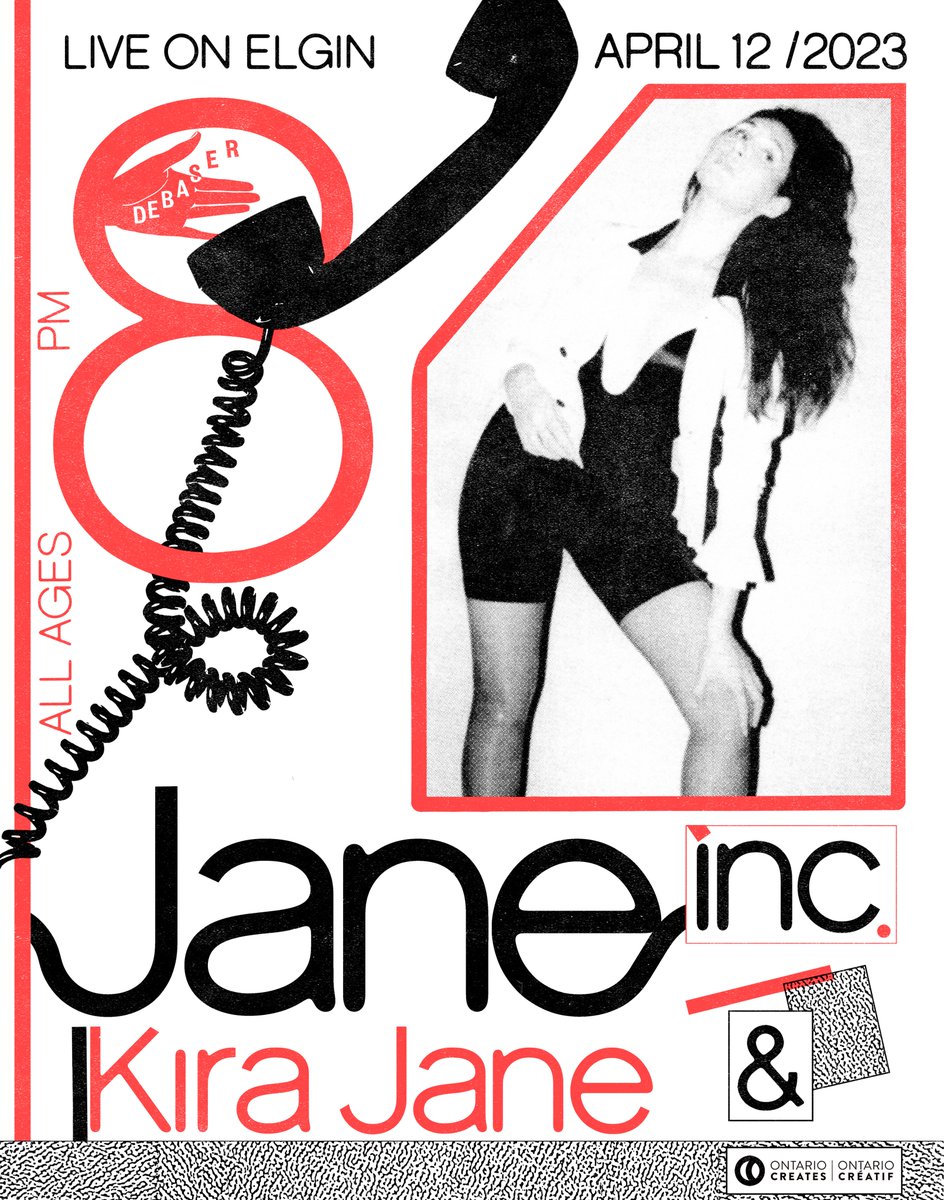 Tonight! 📞❣️ at @liveonelgin 8:00 pm doors 8:30 pm Kira Jane 9:30 pm @JaneIncMusic 🎟️ eventbrite.ca/.../jane-inc-k… All ages / licensed poster by Dottie Imax thx to @OntarioCreates