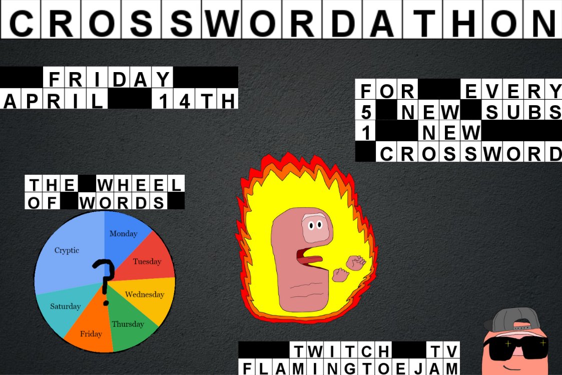 Only 48 hours until the start of CROSSWORDATHON!
I hope y'all are ready for the chaos :)