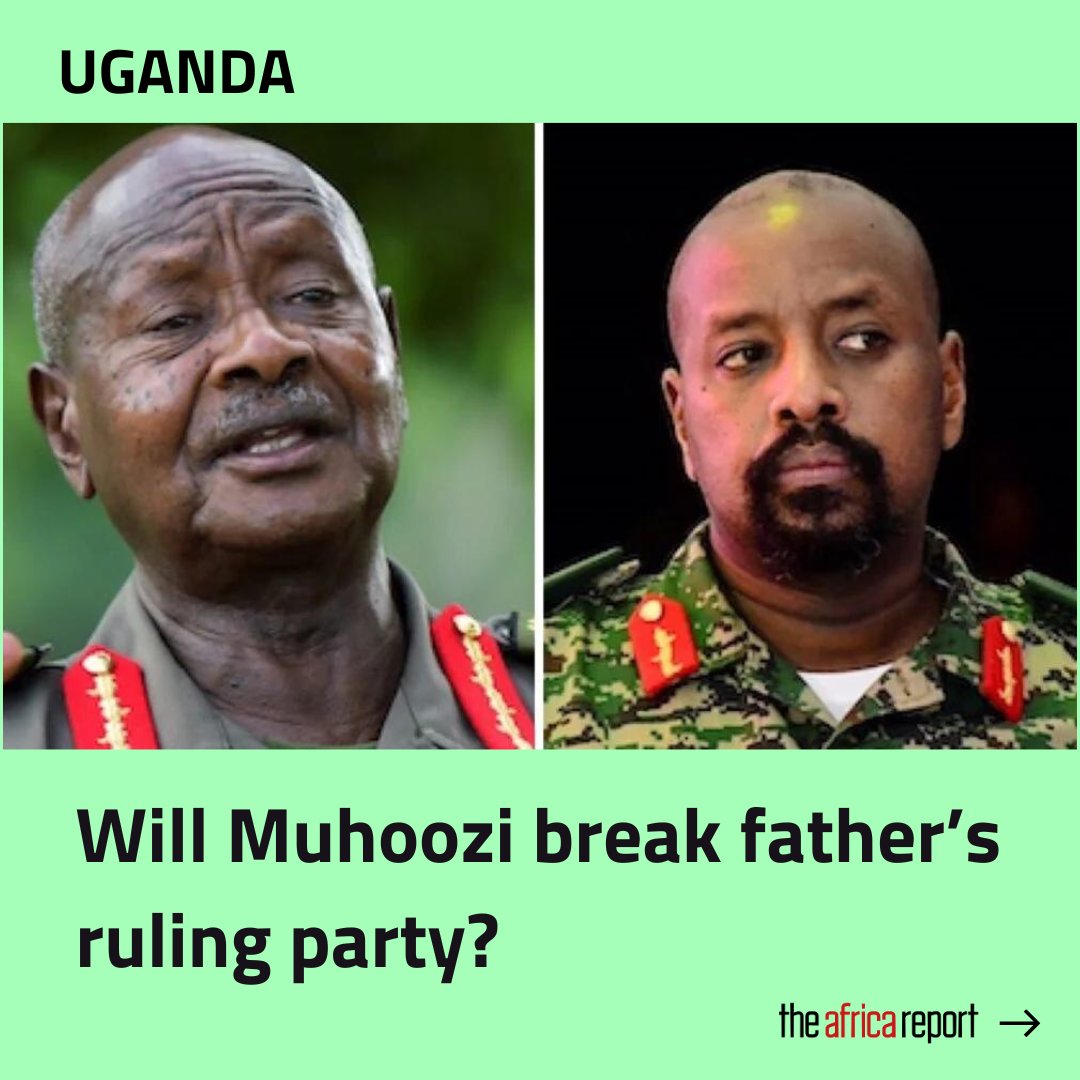 TheAfricaReport's tweet image. General Muhoozi #Kainerugaba, son to Ugandan President Yoweri #Museveni has declared his intentions to contest for the country’s top office in 2026. The brash president’s son, used to saying and doing what he wants is campaigning to succeed his father. 👉 ow.ly/9SUa50NGVK3.