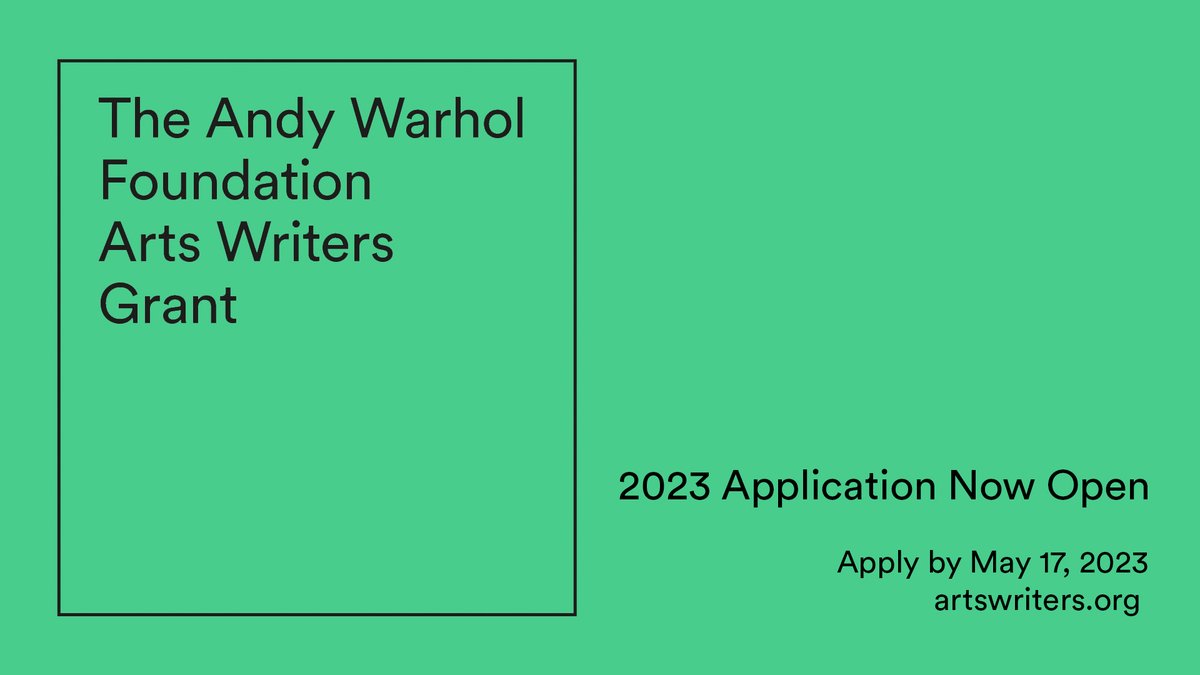 artswriters's tweet image. The 2023 Arts Writers Grant application is NOW OPEN. 

Offering $15K to 50K to support individuals who write about contemporary art in three categories: articles, books, and short-form writing.

Deadline: 11:59 ET, May 17, 2023

For more info, visit artswriters.org