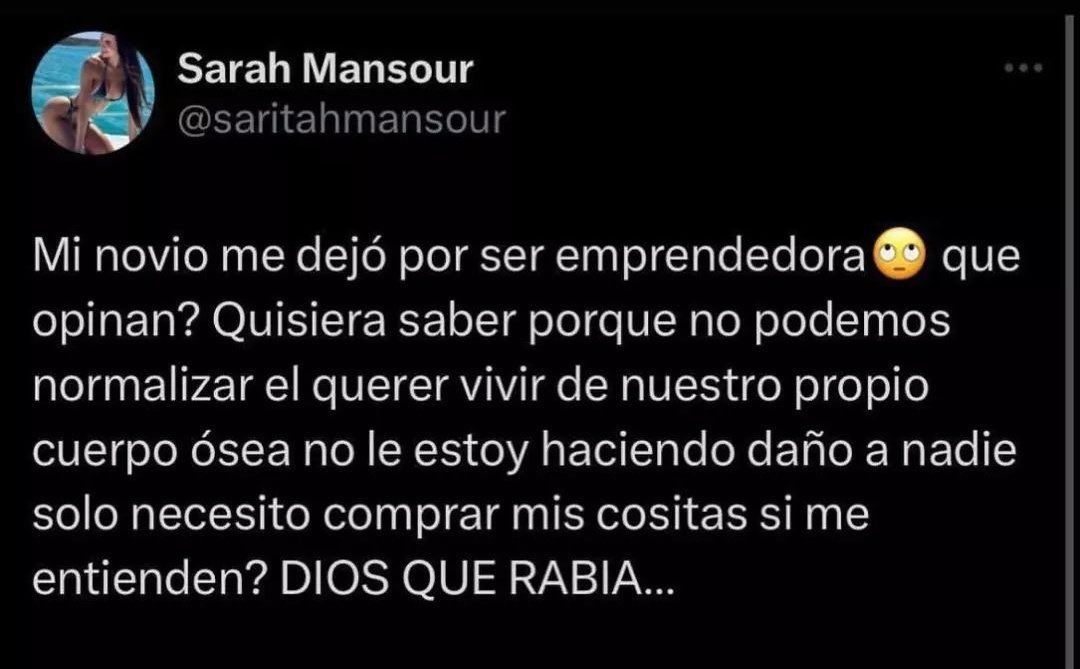 Sublevados_'s tweet photo. No, no la terminaron por “emprendedora”, la terminaron por vulgar y por el poco respeto que muestra por sí misma. Ningún hombre decente desea que videos de su novia desnuda enseñando el c*** estén por todos lados. https://t.co/sLGelz7tqL