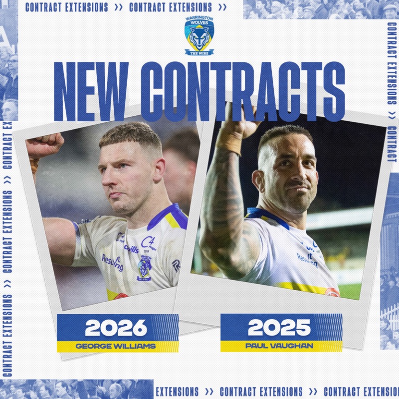 WarringtonRLFC's tweet photo. 𝐓𝐡𝐢𝐧𝐠𝐬 𝐲𝐨𝐮 𝐥𝐨𝐯𝐞 𝐭𝐨 𝐬𝐞𝐞 🤩

✍️ George Williams &amp; Paul Vaughan have both committed their futures to the club signing contract extensions!
