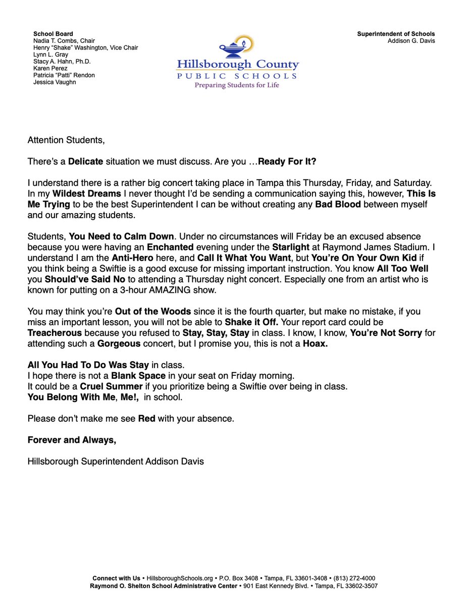 HillsboroughSch's tweet photo. Here's the full letter from @AddisonGDavis: https://t.co/SmkU0Axvhi