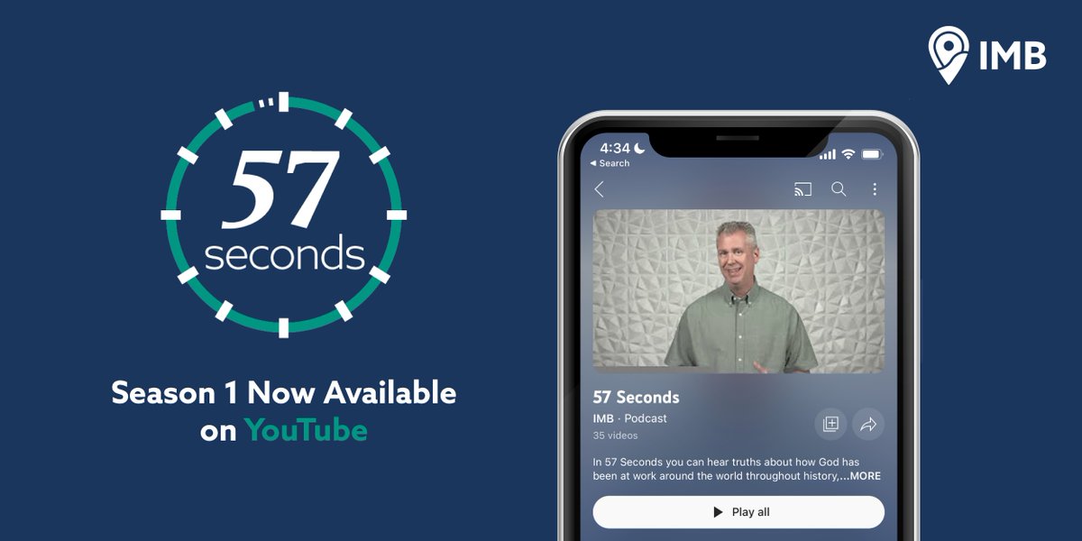 IMB_SBC's tweet photo. 57 Seconds is back! Missed videos from last season? You can find previous videos on our YouTube channel grouped as a podcast! Get a crash course in the history of Christianity in North Africa or learn more about mission myths and our research data at: https://t.co/8x8SGMn7uZ https://t.co/ITvHcMEMCv