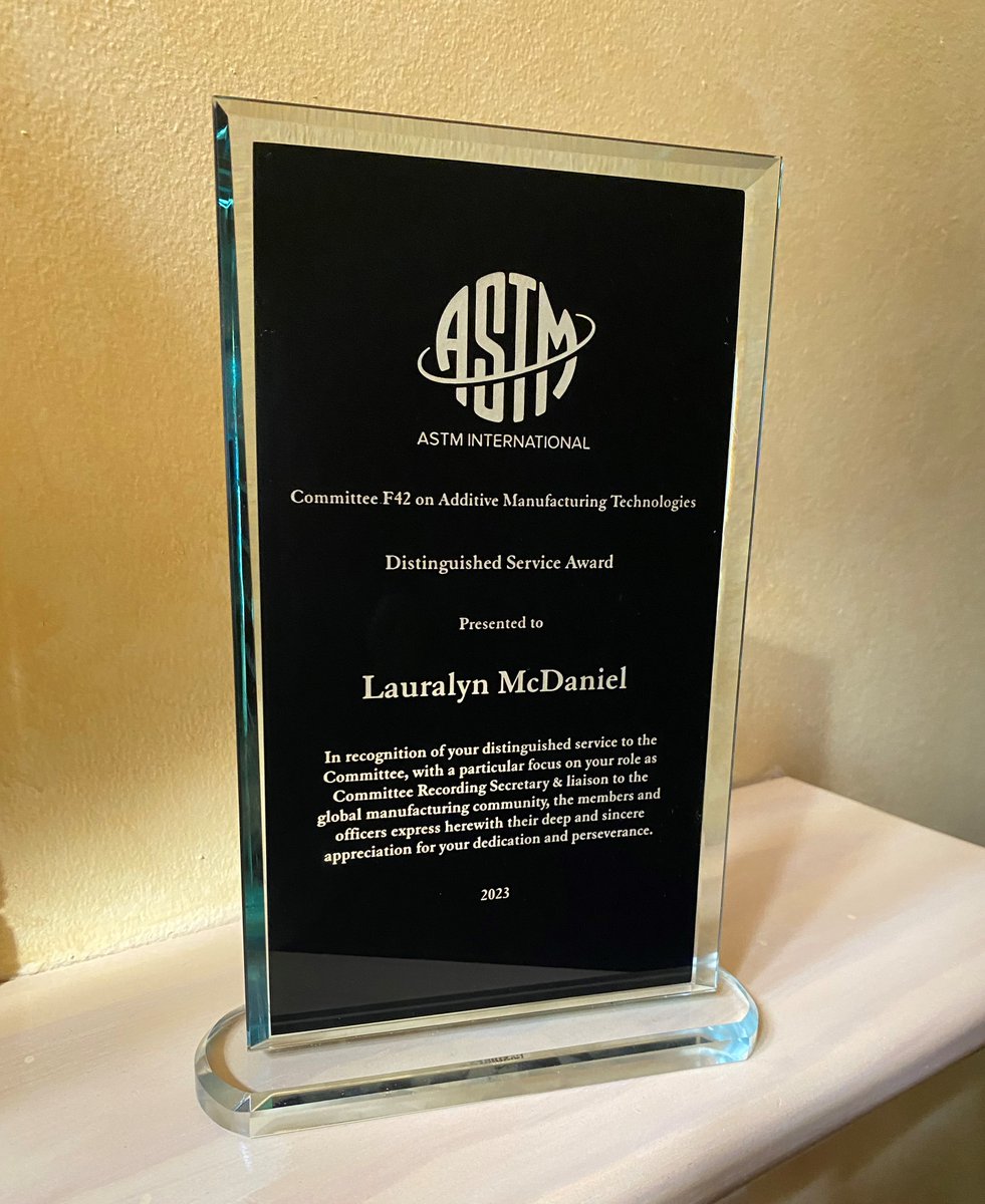So much of what I do to support the #additivemanufacturing #3dprinting community is behind the scenes. Receiving unexpected recognition is humbling. Thank you to @astm &amp;everyone that allowed a non-engineer to support and advocate for their efforts: bit.ly/4015XyH