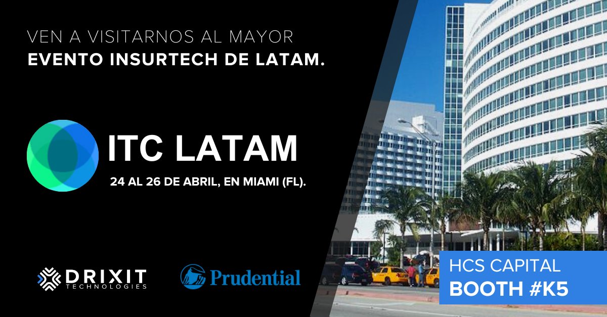 🌴INSURETECH CONNECT LATAM 2023🌴
Del 24 al 26 de abril, se llevará a cabo en Miami <a href="/insuretechnow/">InsureTechConnect</a>, el encuentro más grande del mundo de líderes e innovadores del sector de seguros.🛡
📍Ven a visitarnos al stand de HSC Capital - booth #K5!

#insurtech #ITC #insurance #seguros