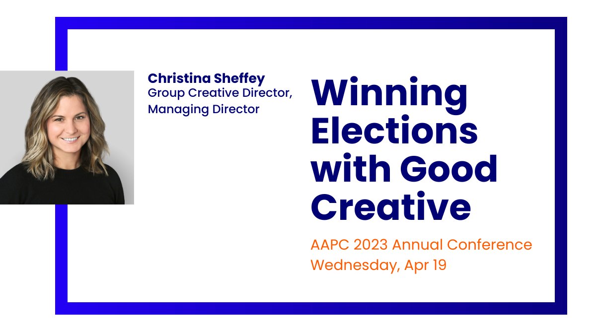 BPIMedia's tweet photo. Next week at @TheAAPC's annual conference, BPI’s @SeeSheffey will join fellow experts to share her insights for crafting impactful creative that propels candidates to victory. 🏆 You won’t want to miss it!

Learn more ➡️ https://t.co/n9P4ZDk3p0 https://t.co/AuwTme6JRL