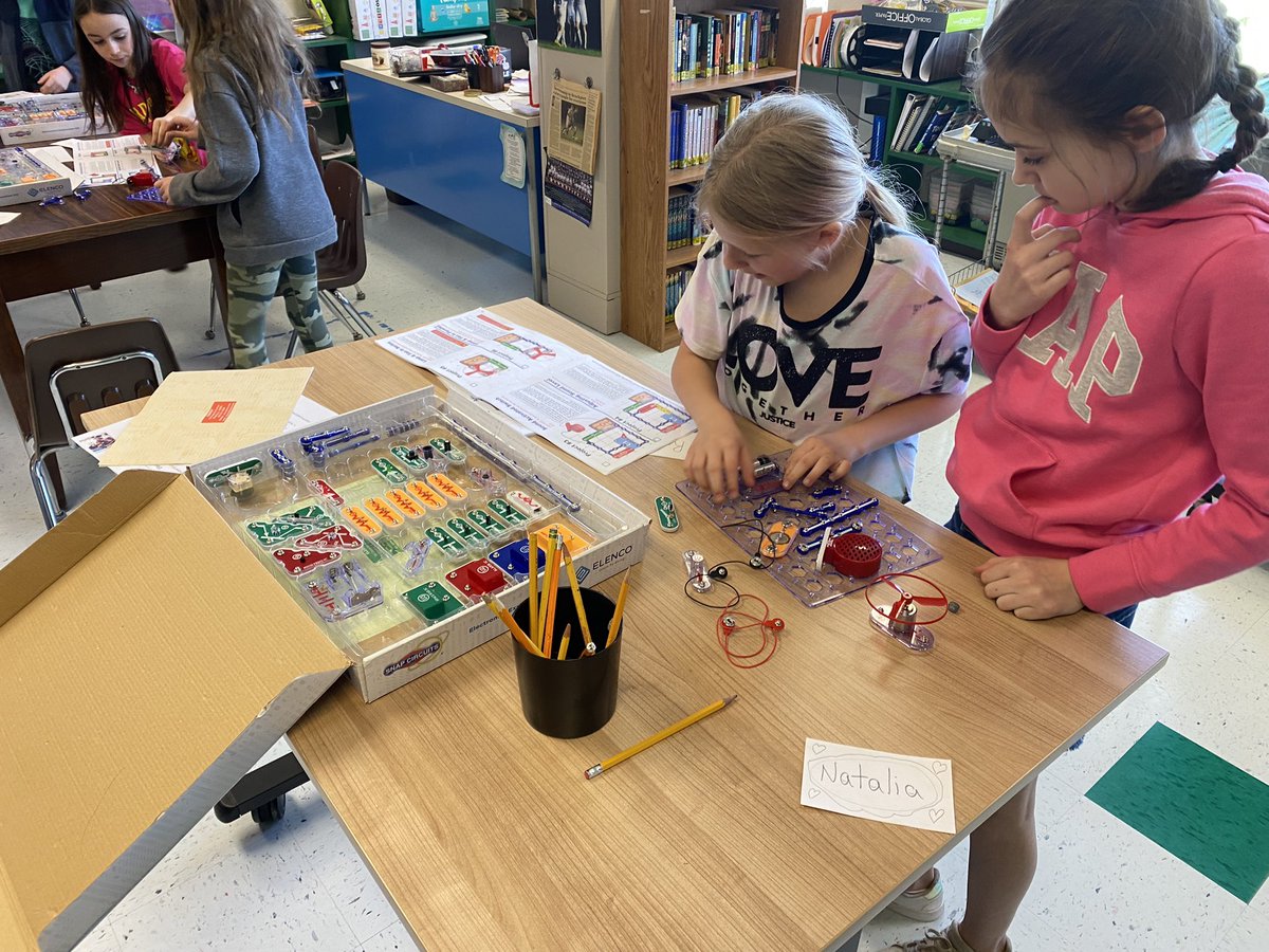 Probably one of the best investments we made with our STEM funds is snap circuits by <a href="/ElencoInc/">Elenco Electronics</a> Students love using them and they are great to teach parallel and series circuits!  Great job Mrs Hagen’s students!