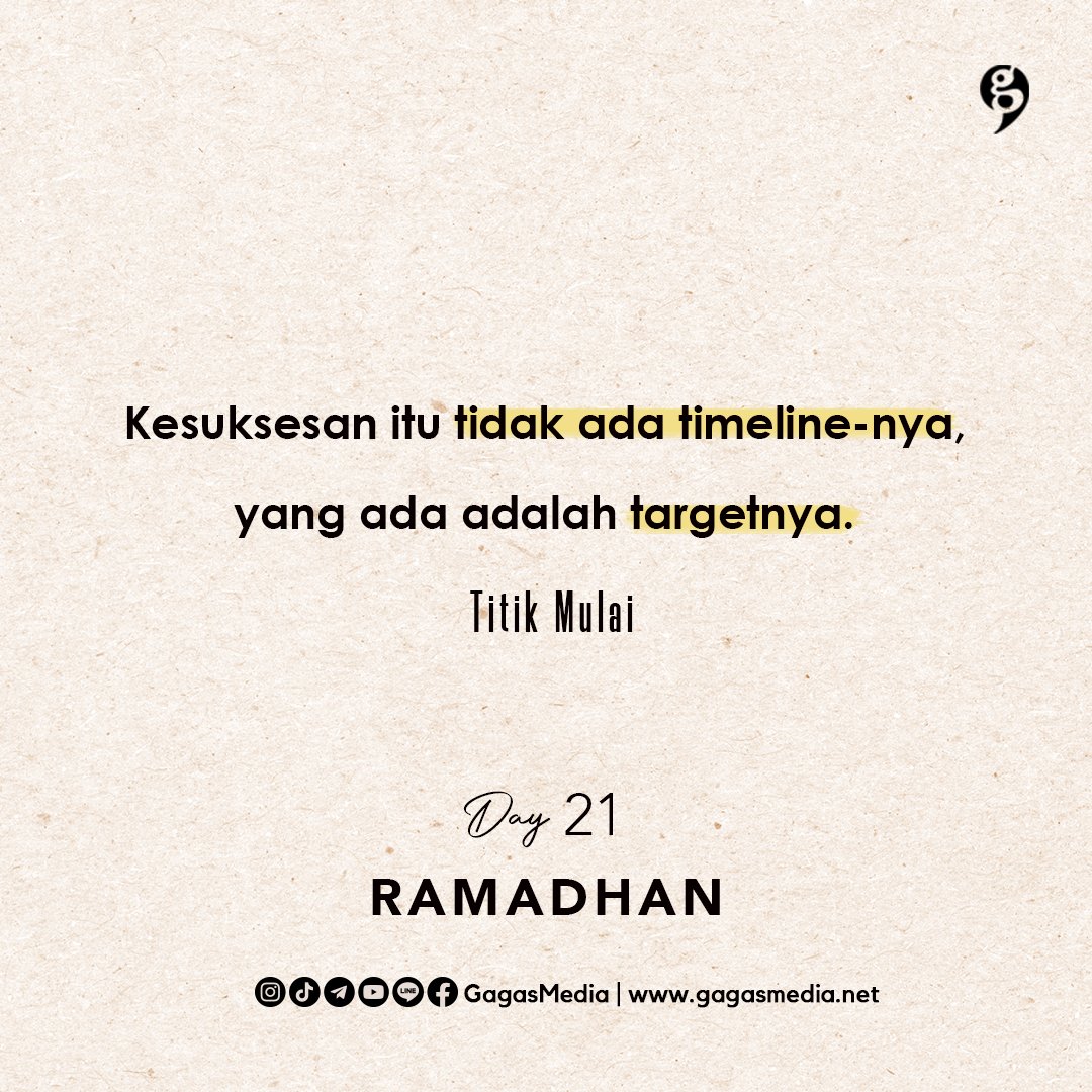 GagasMedia's tweet photo. Yesss, kesuksesan itu tidak ada timeline-nya, yang ada adalah target untuk mencapai kesuksesan tersebut.✨💪🏻

#onedayonequote https://t.co/ltIzdclErq