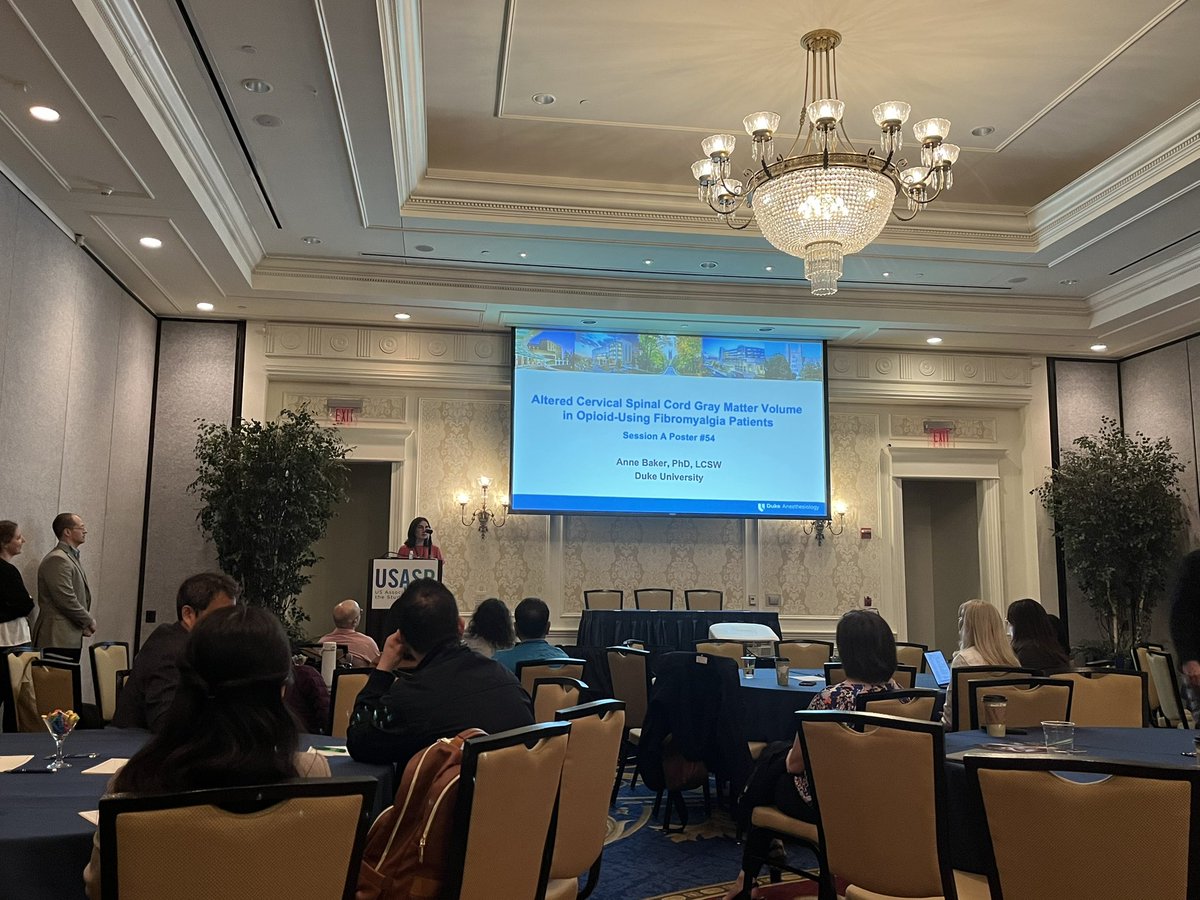 DrKatieMartucci's tweet image. ⭐️Dr. Anne Baker of @Duke_Anesthesia presents data on altered spinal cord activity and structure in #fibromialgia at the @US_ASP Pain Neuroimaging Special Interest Group meeting.
#USASP2023 

Details at her poster today!11:30-1:00pm 
👉🏼Session A poster # 54
@DrAnneBaker