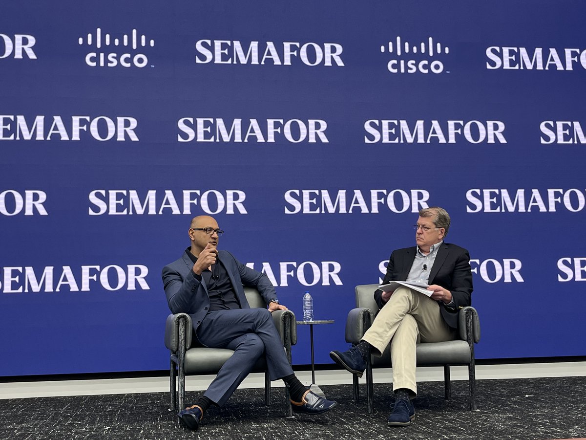 JeffCampbellDC's tweet photo. #Connectivity and #security are foundational to an inclusive world economy—a fact that is taking center stage at @Semafor's World Economic Summit. Appreciated @jpatel41 sharing his thought leadership and how the public and private sectors can partner on these critical issues. https://t.co/D5Ys2DlqVx
