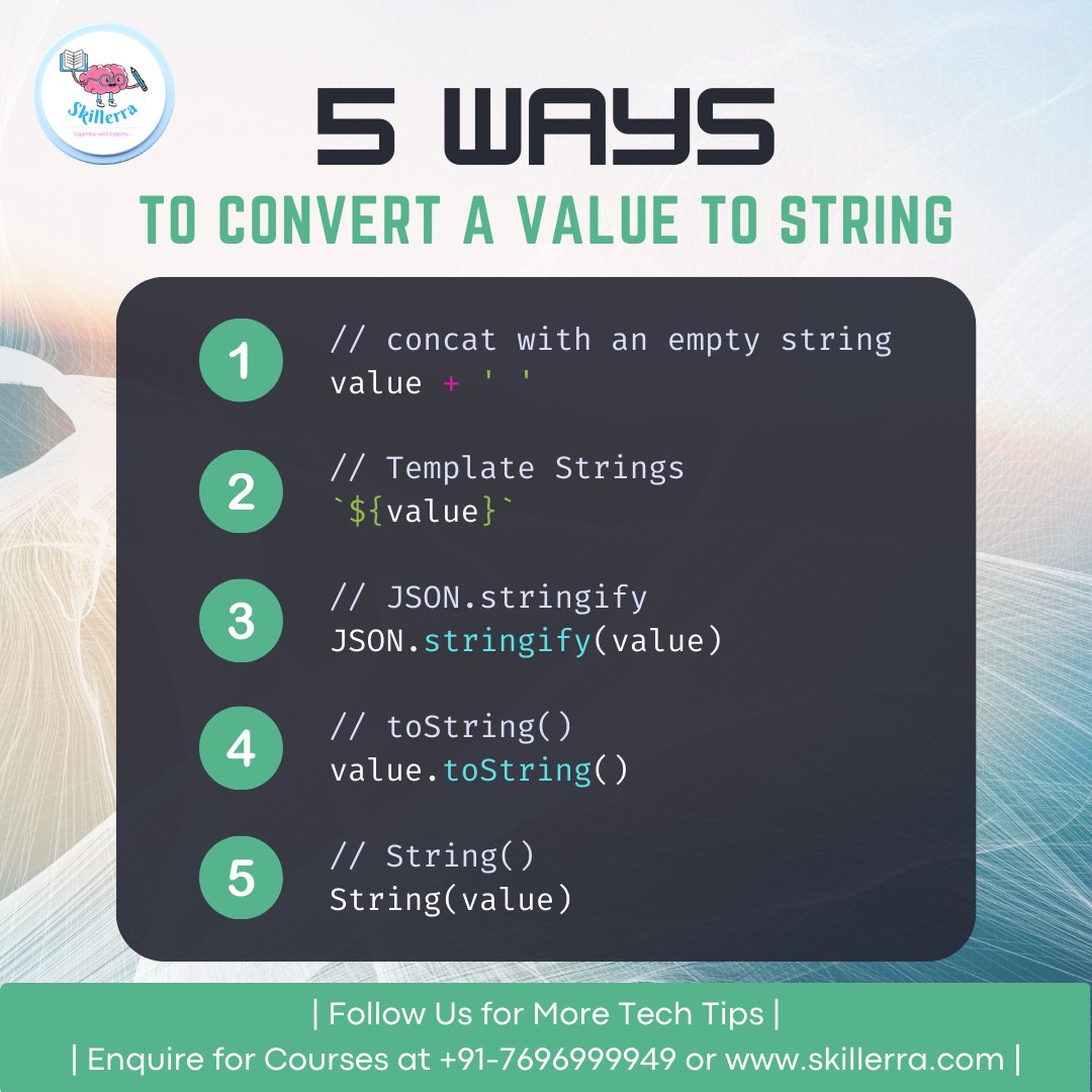 Strings are the building blocks of web development! 🔨🌐💪 Learn how to convert values to strings in JavaScript like a pro💻🤖🚀 Follow us for awesome coding content. #JavaScript #webdevtips #webdesigner #codinglife #webdevlife #devcommunity #coderlife #webdevs #devlife