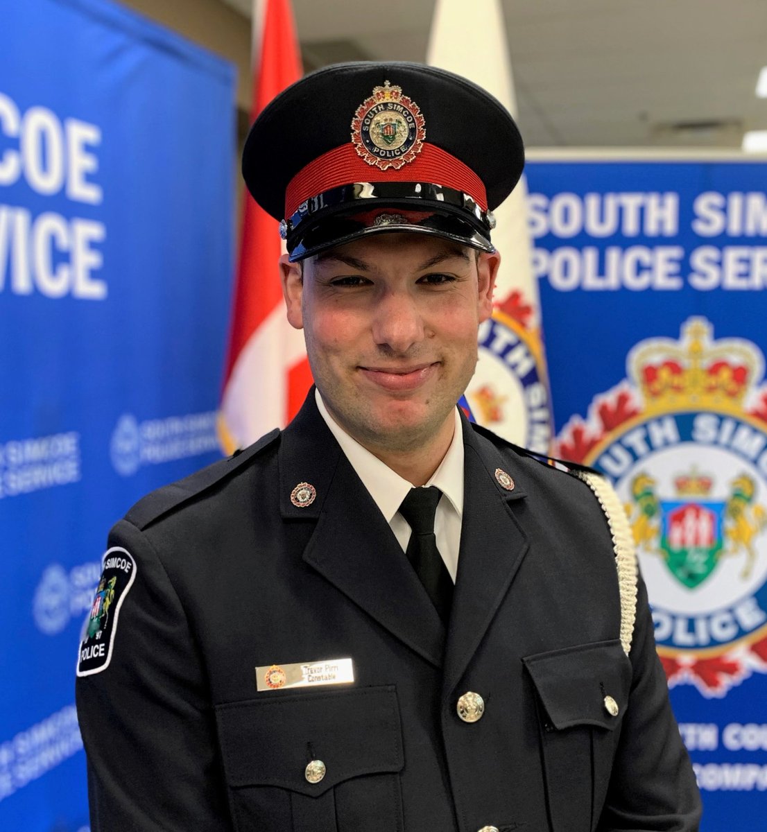 SouthSimcoePS's tweet photo. Please join us in congratulating experienced Constables Chris Toth and Aaron McQuillen, and recruit Constable Trevor Pirri who were sworn in yesterday by Justice Phillip Brissette. Welcome to the #SSPSFamily! #Congratulations #JoinSSPS https://t.co/EXD6jCfm6t