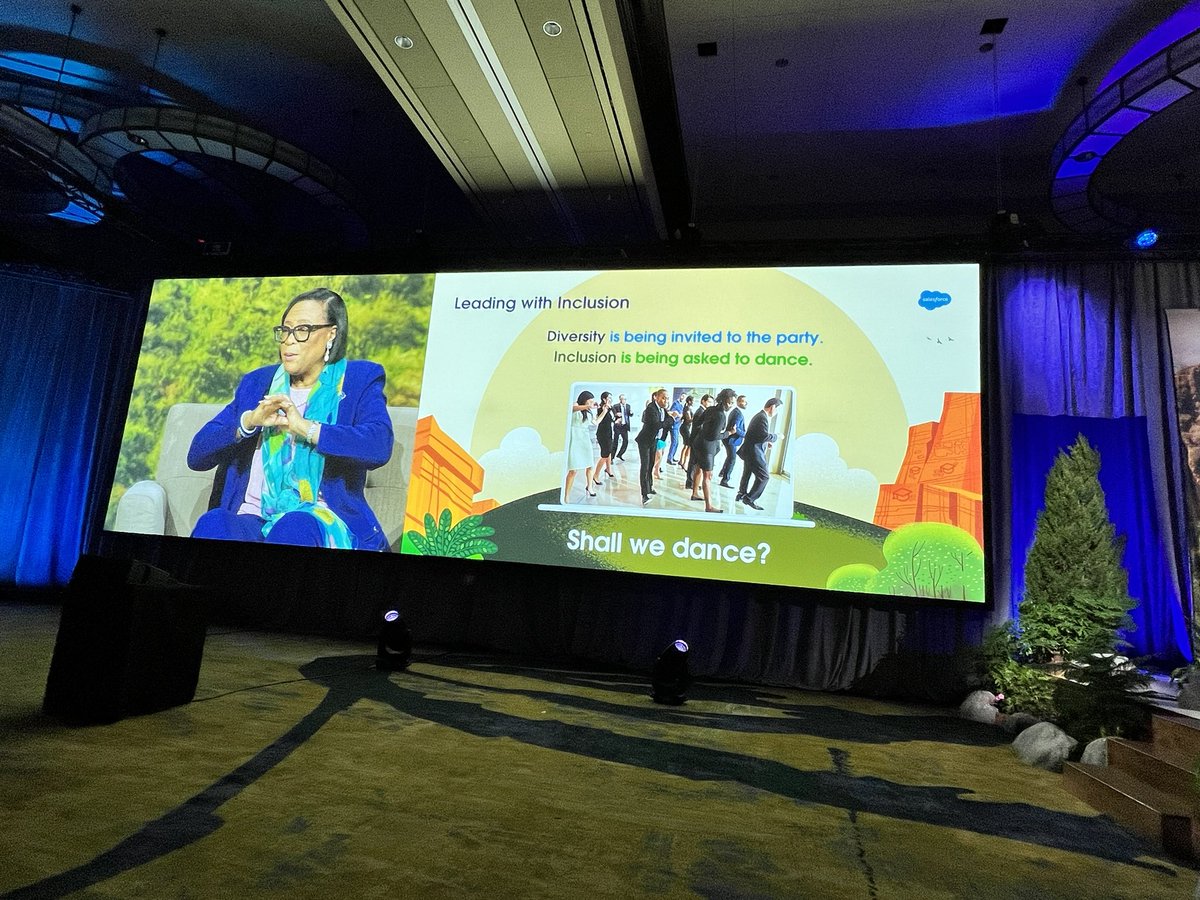 RebeccaJoffrey's tweet photo. “Diversity is being invited to the party. Inclusion is being asked to dance.” —Cynthia Marshall, CEO of Dallas Mavericks (what an inspiring speaker! @sfdc #EduSummit23 https://t.co/YD01Sz7Mli