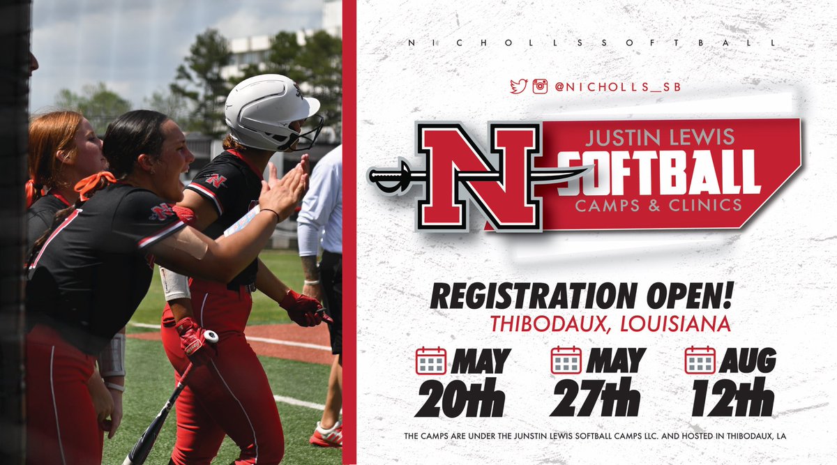 📢 2023 Summer Camps 📢

Join us on the Bayou 𝐁𝐄𝐅𝐎𝐑𝐄 and 𝐀𝐅𝐓𝐄𝐑 your Summer season!

justinlewissoftballcamps.com/prospect-camp_…

#SwordsUp⚔️