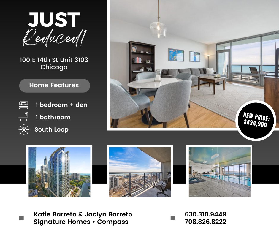 SigHomesCompass's tweet photo. Don't miss this amazing #SouthLoop condo at a new price! Amenities, great location, lake views, &amp; much more await. Contact Katie to schedule a private tour.
🧭
🧭
🧭
#signaturehomescompass #compasschicago #chicago #chicagorealestate #realestate #househunting #citylife #lakeviews https://t.co/zuFMC6aKID
