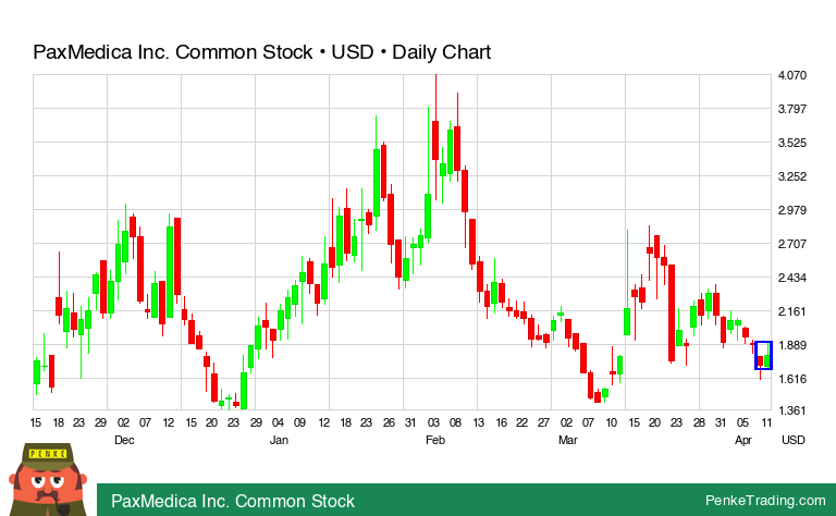PenkeInvesting's tweet image. I found you a Bullish Engulfing Candle Pattern on the daily chart of PaxMedica Inc. Common Stock.

 $PXMD #PXMD #bullish

penketrading.com/symbols/PXMD.N…