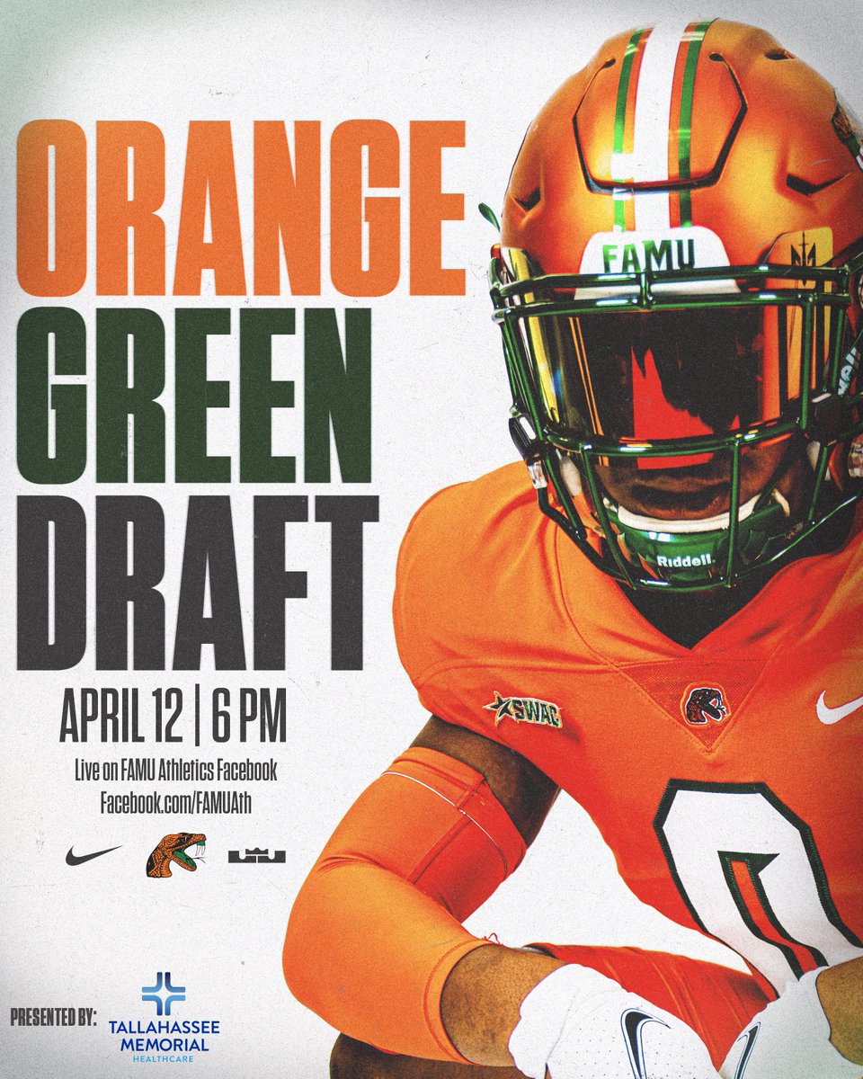 FAMU_FB's tweet image. 𝗗𝗿𝗮𝗳𝘁 𝗗𝗮𝘆!

#RattlerNation, tune in tonight to see who will be wearing Orange and Green this Saturday at the Spring Game.

Who do you think will be the first pick?

📆 4/12
⌚️ 6 PM
📺 FAMUAthletics.com/watchlive 

#FAMU | #Rattlers | #LeaveNoDoubt