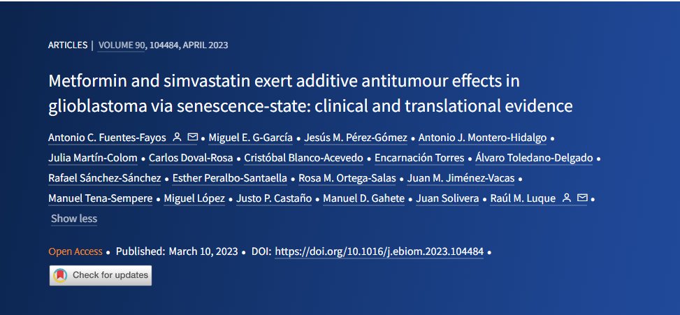 Feature of Apr issue @antoniocafufa&coll @OncMet27 Evaluated the effects of metformin & statins on key functional/molecular/signalling parameters in glioblastoma pts &cells ➡️metformin & simvastatin reduce aggressiveness features in glioblastomas Read bit.ly/3mtsOFu