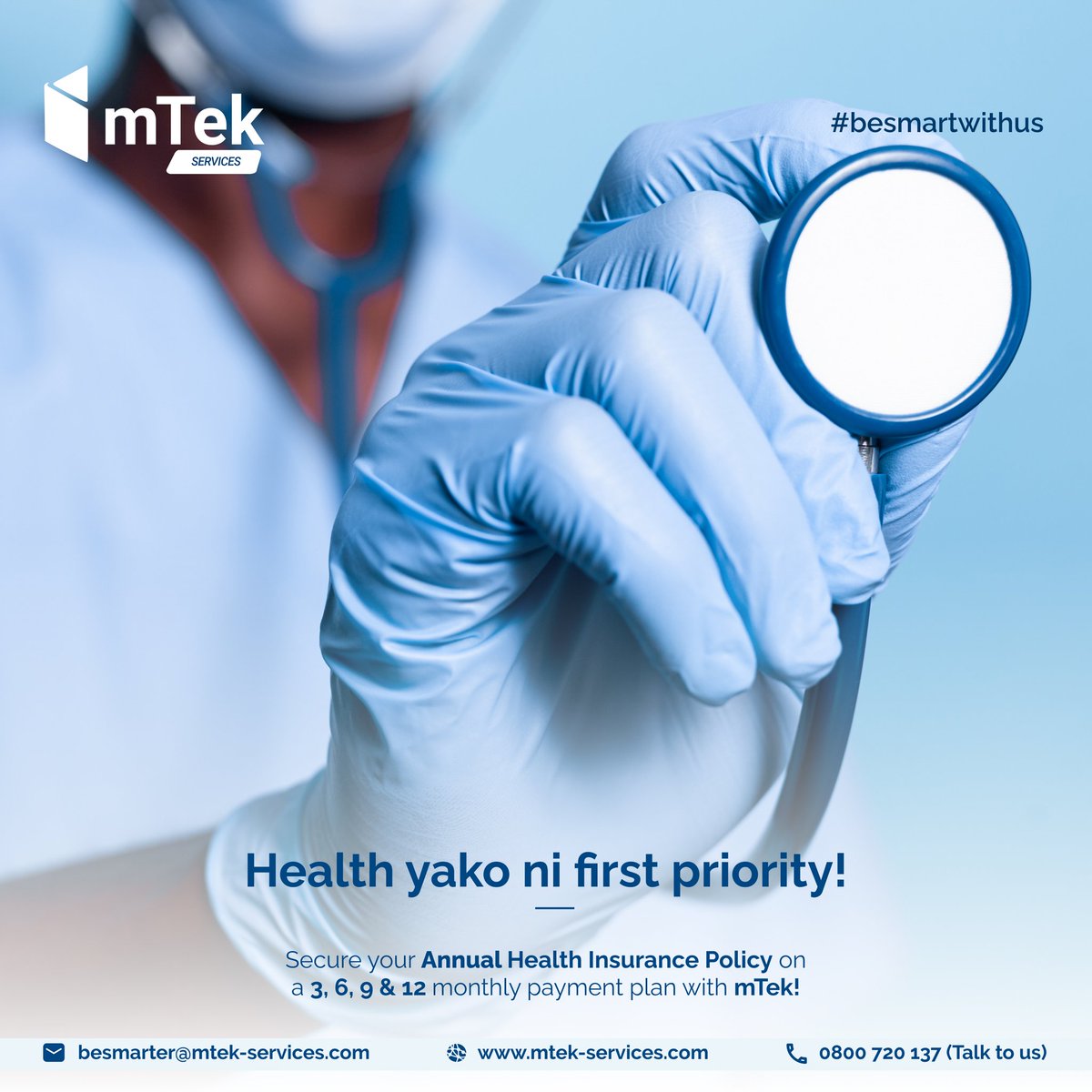 cheruiyotkb's tweet image. A good insurance cover protects you in case of disaster or emergency. An issue is always around the corner. It pays to invest in the best available policies.

Download the @mTek_Services' #mTek app from Google Play and compare available healthcare insurance covers. #besmartwithus
