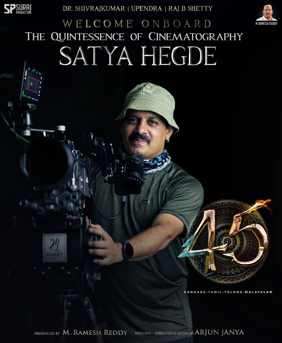 DOP @satyaphegde 's Joins the Crew of Arjun Janya's #45TheFilm