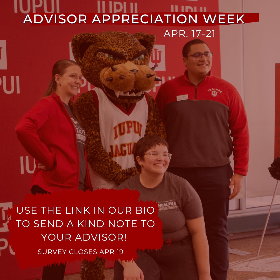 Have you thanked your advisor lately? During Advisor Appreciation week (Apr. 17-21), we're giving you the perfect opportunity to show your appreciation! Fill out our Qualtrics survey and send your advisor a message of gratitude. 💌 #IUPUI iu.co1.qualtrics.com/jfe/form/SV_5m…