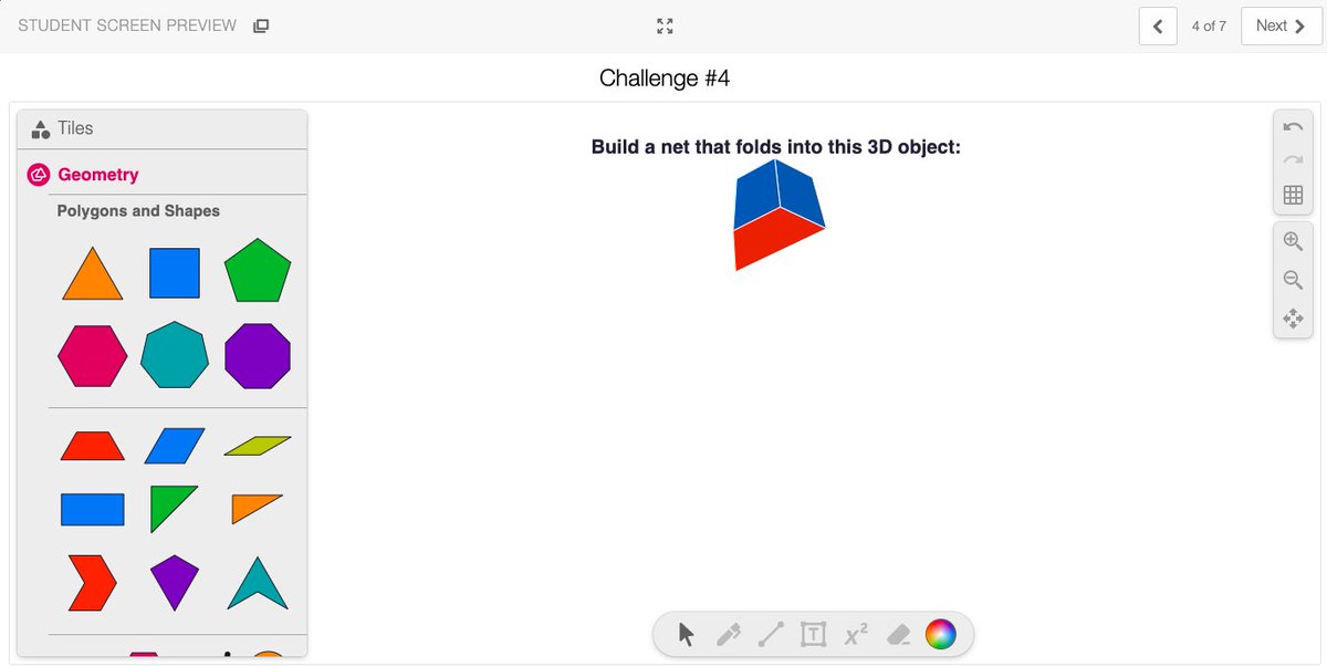 HTheijsmeijer's tweet photo. Explored surface area in #MAP4C today with a #Desmos #Polypad investigation into nets. Huge engagement, great conversations &amp; we loved seeing the trial-&amp;-error process as students were sense-making. Students' nets will be the perfect kick-off for tomorrow's lesson! https://t.co/ilGZ9a2w2t