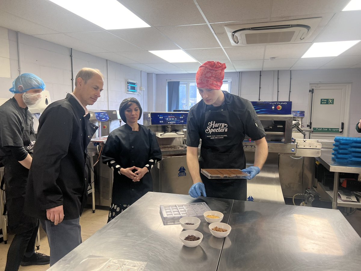 Lord_Lt_Cambs's tweet photo. What a great day - The Duke of Edinburgh helped make a chocolate bar @HarrySpecters @VivaArts had their own Royal Command Performance when the Duke opened their new theatre and @DofE students shared their experiences - all too soon a memorable day was over!😊 https://t.co/KFBd80bNyL