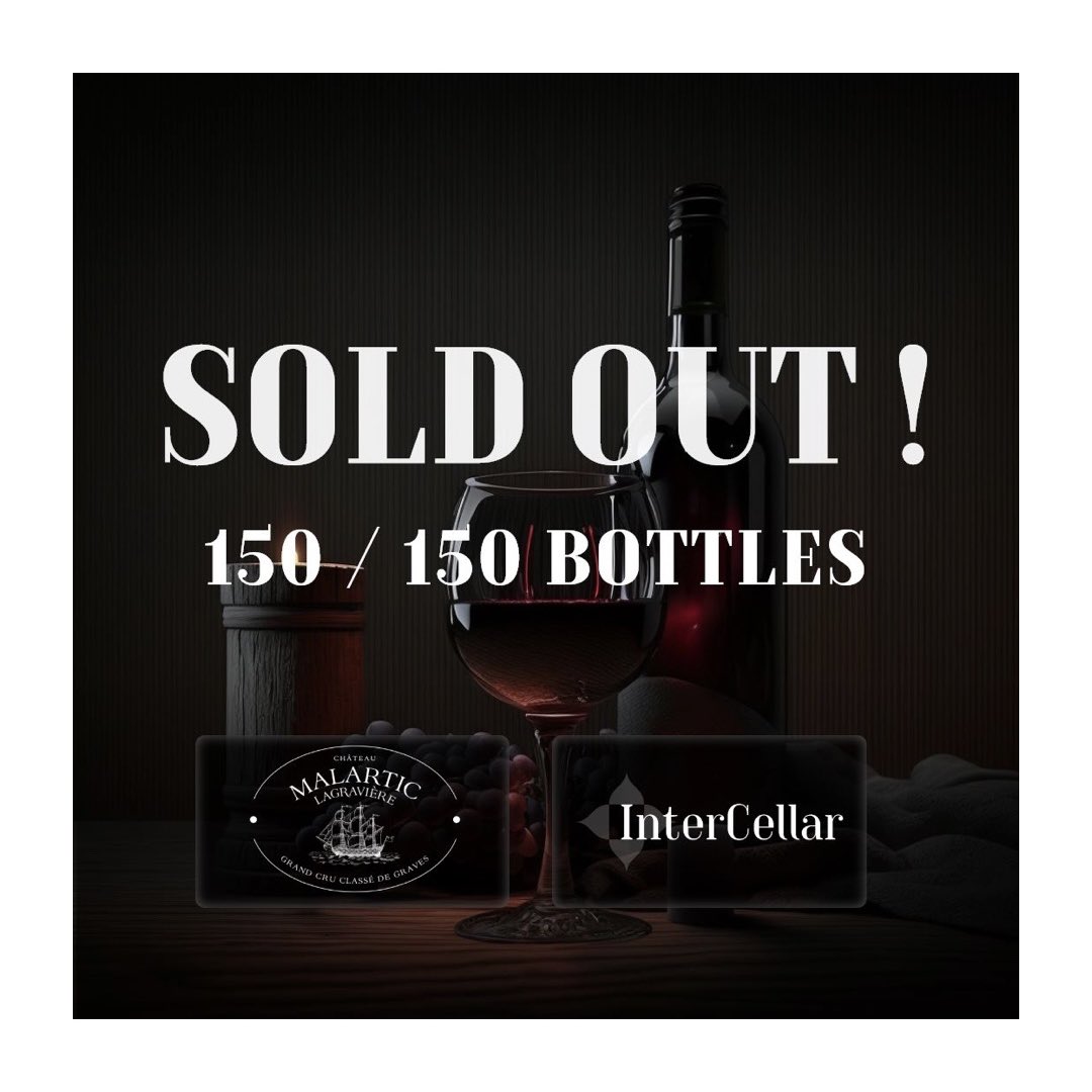 MalarticLagrav's tweet photo. SOLD OUT! 🍾🍾

So glad to see the tremendous success of our first NFT collection, sold out in 75 mn! 

Thank you all and enjoy your Malartic NFT 🍇🍷🎉

Big BRAVO to our partners @InterCellar_ and @Maison_Moussie 🎉
@PyraTzLabs @WineBottleClub https://t.co/mbm8tuKn9A