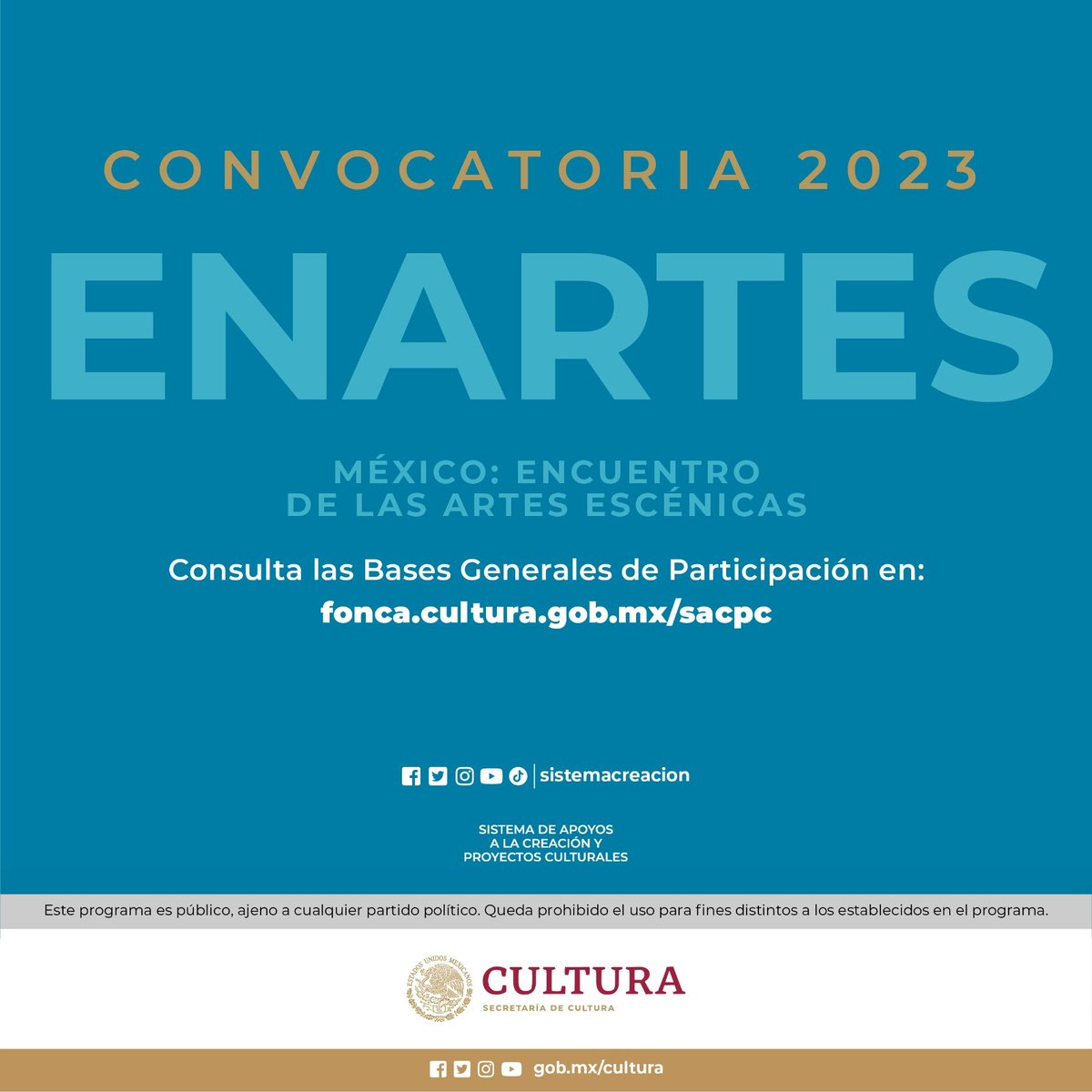 Cultura_Morelos's tweet photo. 📣 #Convocatorias2023
🔸 Sistema Nacional de Creadores de Arte (#SNCA) ➡️ https://t.co/0Ctz5x0jKV
🔸 Creadores Escénicos (#CE) ➡️ https://t.co/quHH6D2P2P
🔸 Creadores Escénicos (#ENARTES) ➡️
https://t.co/4fYkarXTnH
@cultura_mx #FONCA #Morelos https://t.co/m4UqqnsxEX