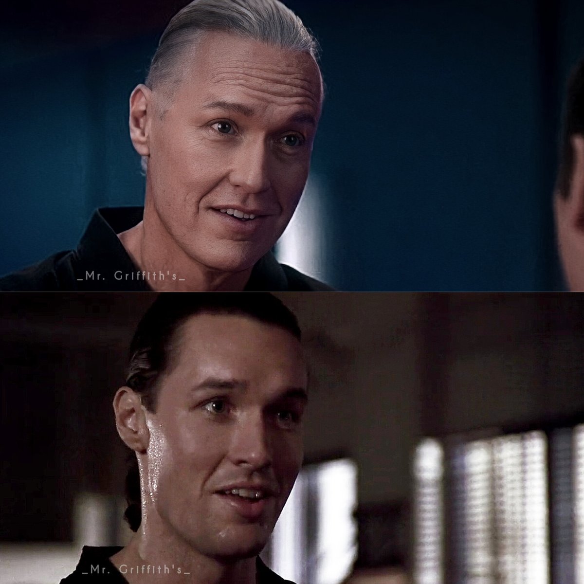 MrGriffithss's tweet photo. Getting to know his target a little better..

#ThomasIanGriffith as Terry Silver in Karate Kid 3 &amp; @CobraKaiSeries season 5.
~TIG's ability to accurately capture that #kk3 era energy in season 5 was just impeccable!

#terrysilver #throwback #CobraKai #cobrakaiseason5 #karatekid3 https://t.co/hs0zsWJ8WO