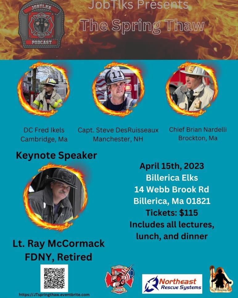 Local1495's tweet photo. We’re excited to support our friends at #JobTLKS! Come hear the experiences of senior fire service leaders this Saturday, April 15, 9am at the #Billerica Elks. Don't miss keynote Lt @LtRayMack (ret.) from #FDNY. Tickets &amp; info here: https://t.co/JExWJP7pV6 https://t.co/Gzx96TBrWT