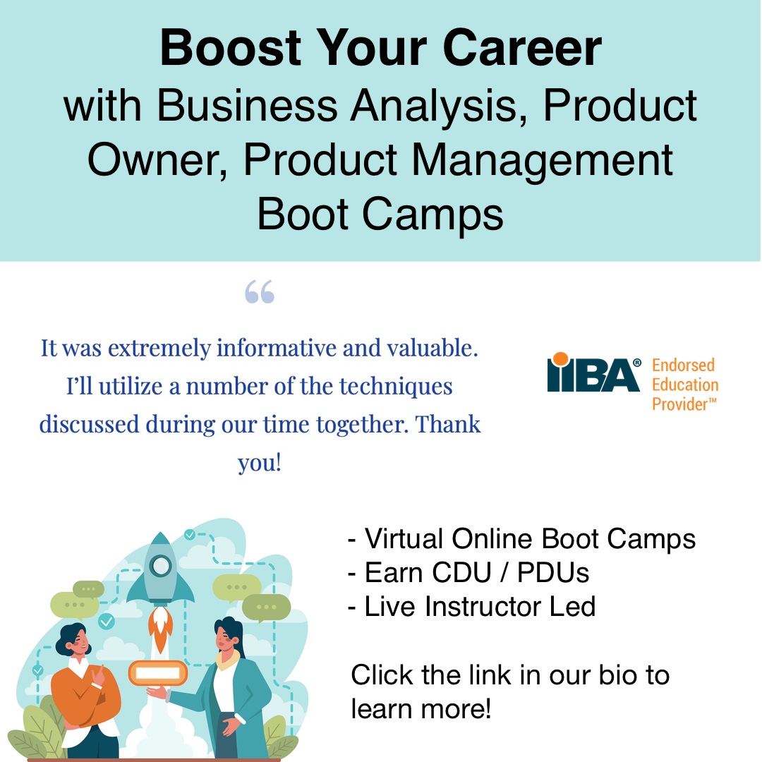 We've got boot camps for everybody. Agile BA, Business Analysis, Product Management, &amp; more. Discover the award-winning boot camps from TUL. #businessanalysis #productmanagement 

Check out the link in our bio or visit:
ow.ly/uZek50NjCRo