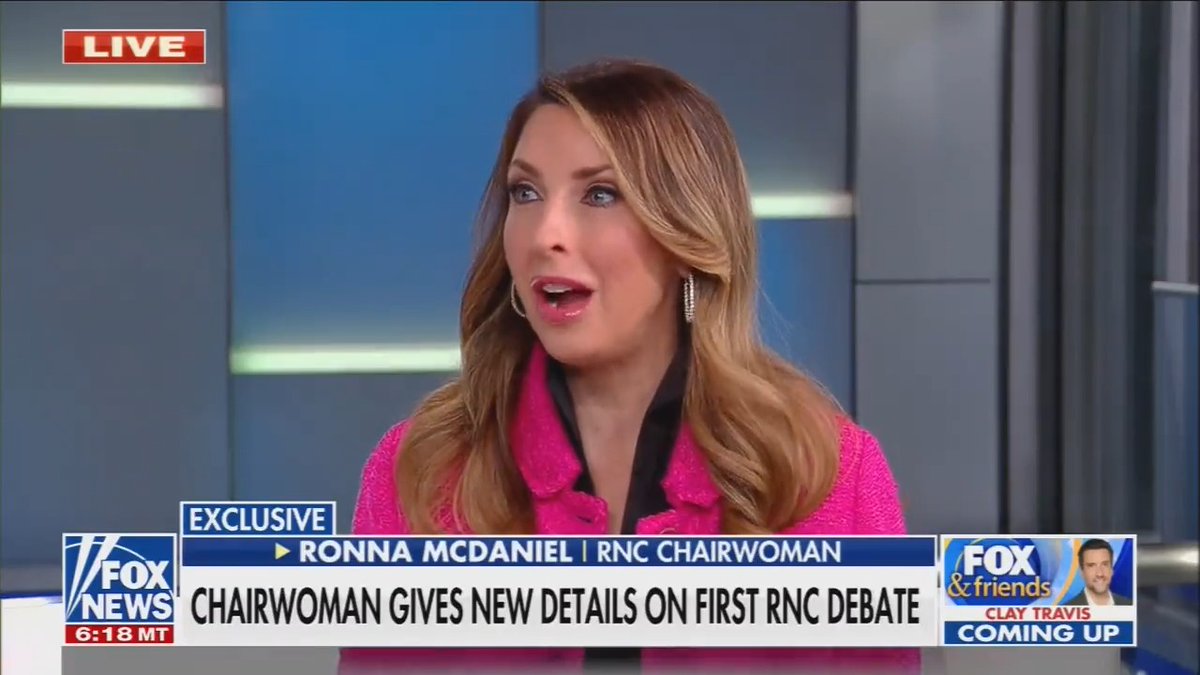 The Recount on Twitter: "RNC Chairwoman Ronna McDaniel announces Fox News will host the first 2024 Republican presidential primary debate in August in Milwaukee. “We're also gonna partner with some pretty exciting