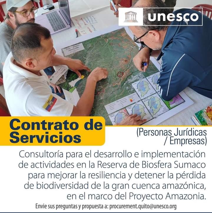 AugustoGranda's tweet photo. #ATENCION
Se extiende el plazo para presentar oferta de servicios para la consultoría desarrollo e implementación de actividades en la Reserva de Biosfera Sumaco.
Términos de referencia: https://t.co/Q99wzzkiVL
Envíe:
procurement.quito@unesco.org
#Sumaco #reservabiosfera https://t.co/dOVLI7ppgb