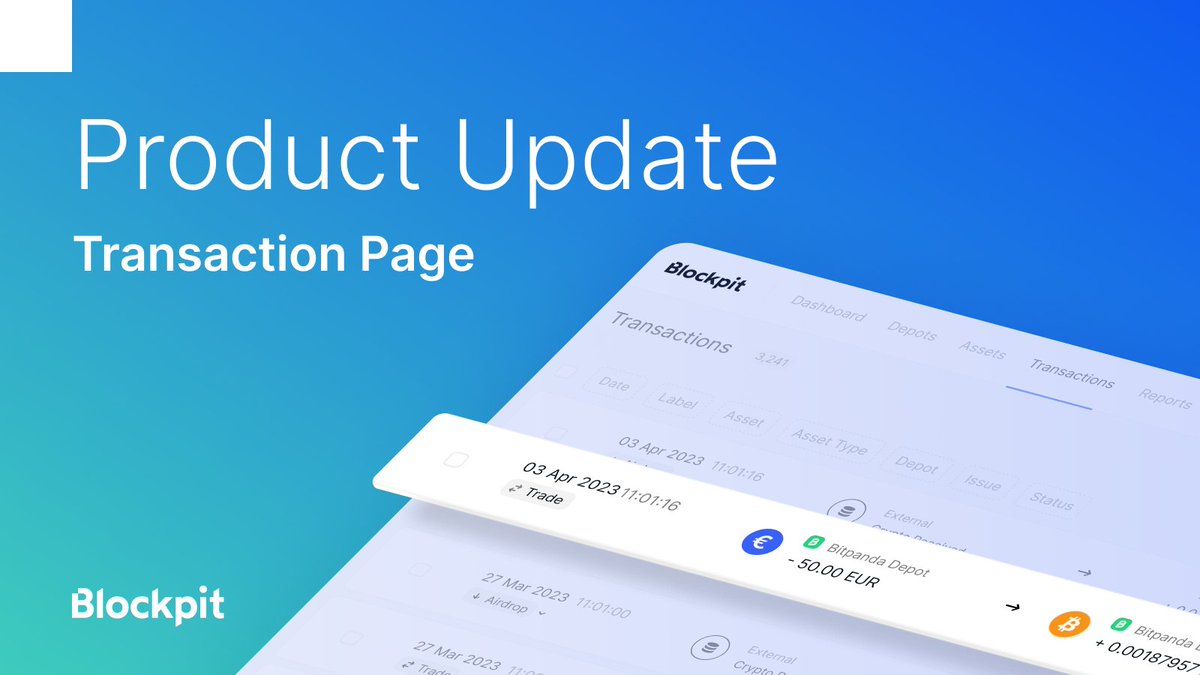 blockpit_io's tweet image. Big Update 🎉

Team #Blockpit has been hard at work to overhaul the transaction page:

✅ New Transaction Overview Design
✅ Quick &amp;amp; Easy Filtering
✅ Merge Transactions to Transfers / Trades
✅ New Sidebar for easy Transaction Editing
✅ Bulk Editing

🧵 Details in Thread 👇
