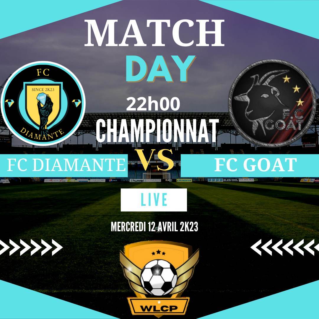 UtkEsport's tweet photo. @ClubFCDiamante @uzi13600 @Fonfon13400 @xNasri22 @StriKer_R6 @nabil13013 
🏆championnat 🏆 @WLCP7
Fc Diamante 🆚️ #FCGOAT
#FIFA23 #ps4 #clubpro #esport #11vs11 https://t.co/HMwbrGarMY