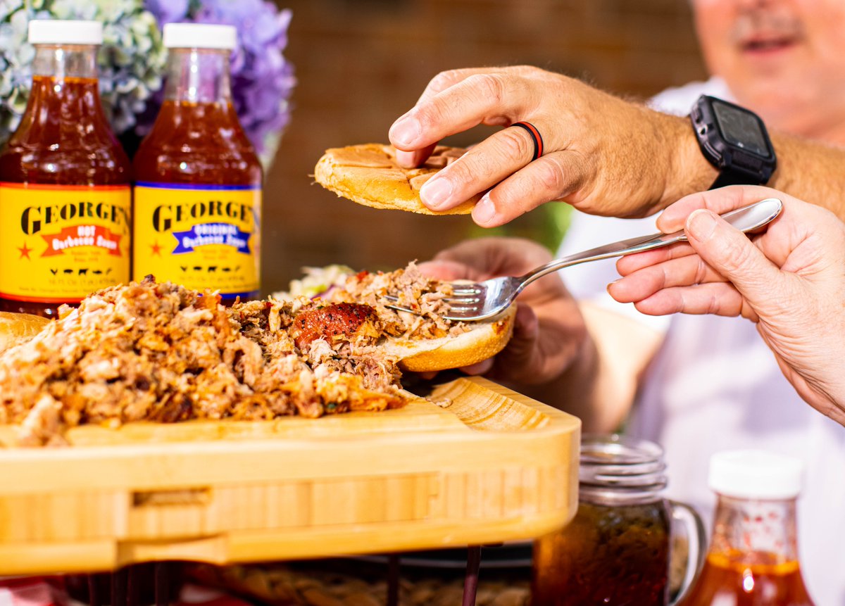 If you're passing us George's pulled pork sliders? Please - make ours a double &amp; pile that plate high! 👌

With National Barbecue Month kicking off in May - make sure you're stocked on your favorite NC BBQ staples. // #GrabAGeorges

SHOP: bit.ly/3l6sUxM