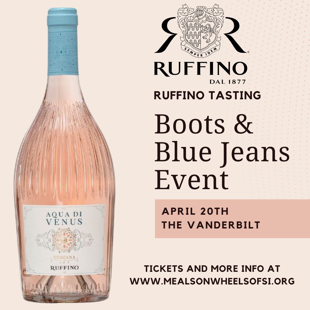 MealsOnWheelsSI's tweet photo. JUST ADDED:
Our Boots &amp; Blue Jeans Event on April 20th will feature a tasting of Aqua Di Venus by Ruffino!  Tickets, sponsorship, journal ads and more information here: https://t.co/oqEP7KhjRf https://t.co/OwF0exme6q