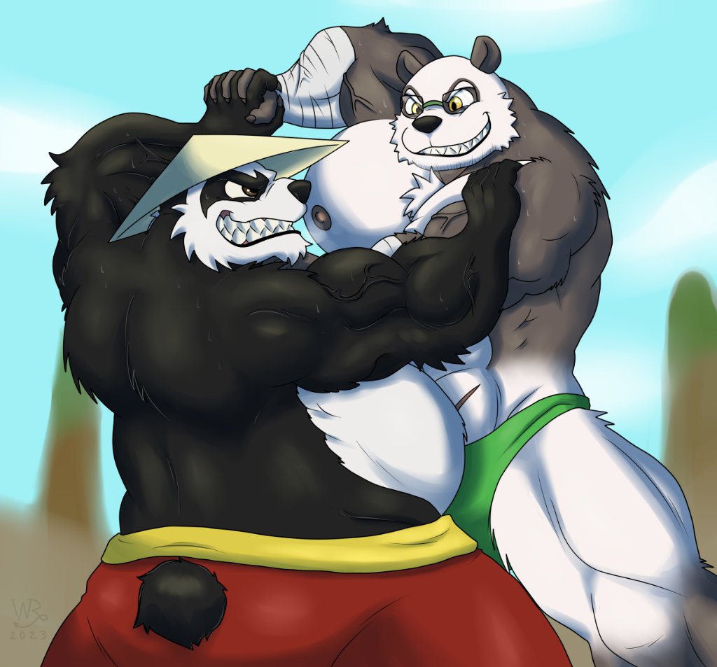 WillKalen's tweet photo. Art-trade with my bro @B12A_ART!! Our panda bears Bai and Kuma finally have a meeting and of course a fight >:D!! https://t.co/g4gew0Kgwd