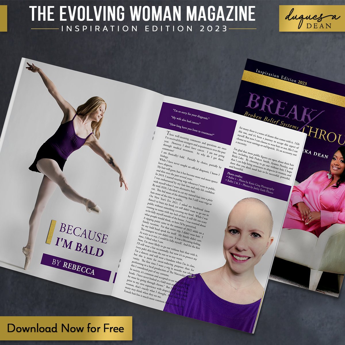 DuquesaDean's tweet photo. The Inspiration Edition 2023 of the Evolving Woman Magazine is all about remarkable stories of women who have faced adversity and achieved remarkable accomplishments.

Download the magazine for free now: https://t.co/l7WOs5qLSf https://t.co/O4ncNV7ClS