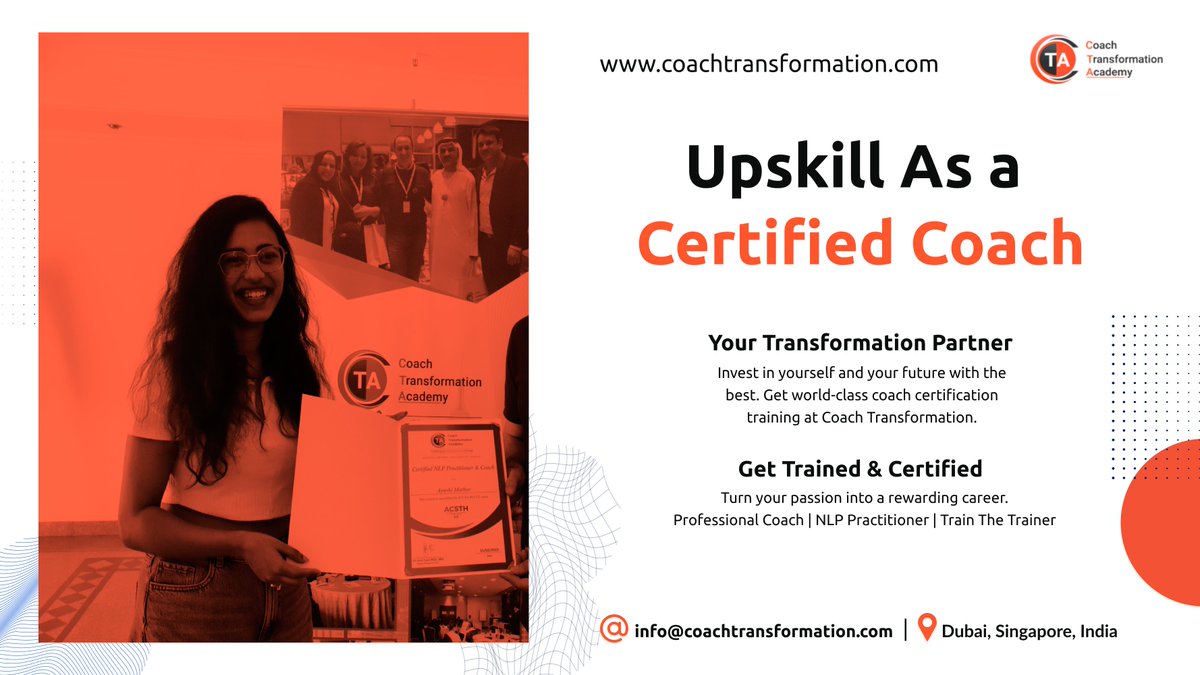 CTA_Coaching's tweet image. 🎯 Find your passion to coach with Coach Transformation. Learn a blended and experiential approach to #coaching, positive psychology and #neurolinguisticprogramming.
🎓 Get certified and skilled. Contact us now: zurl.co/He2p
#coachtransformation #coach #mindset