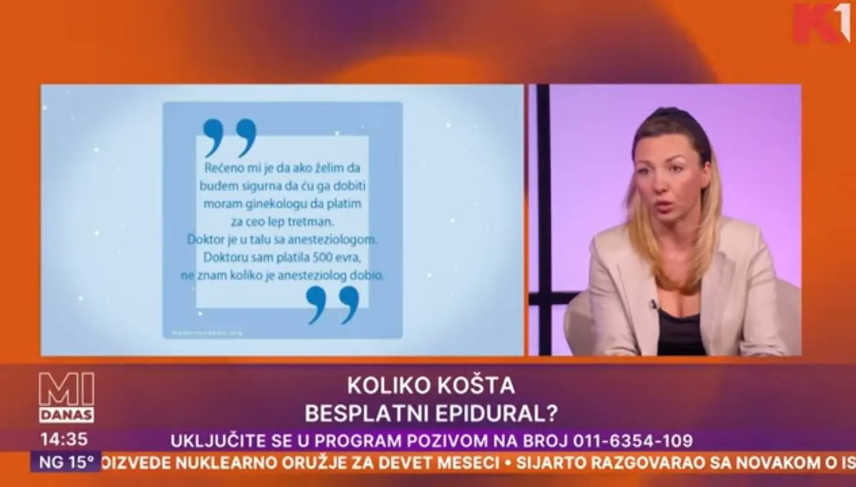 ZakonSu's tweet photo. Koliko košta besplatan epidural? 🤔

Ovom temom bavila se Natalija Milosavljević u emisiji #MiDanas na K1 TV, a gošće su joj bile Aleksandra Golijan i @TatjanaMacura 

Emisiju pogledajte na YouTube kanalu K1: https://t.co/zjlrSIaNf7 https://t.co/BhzqmAjIfK