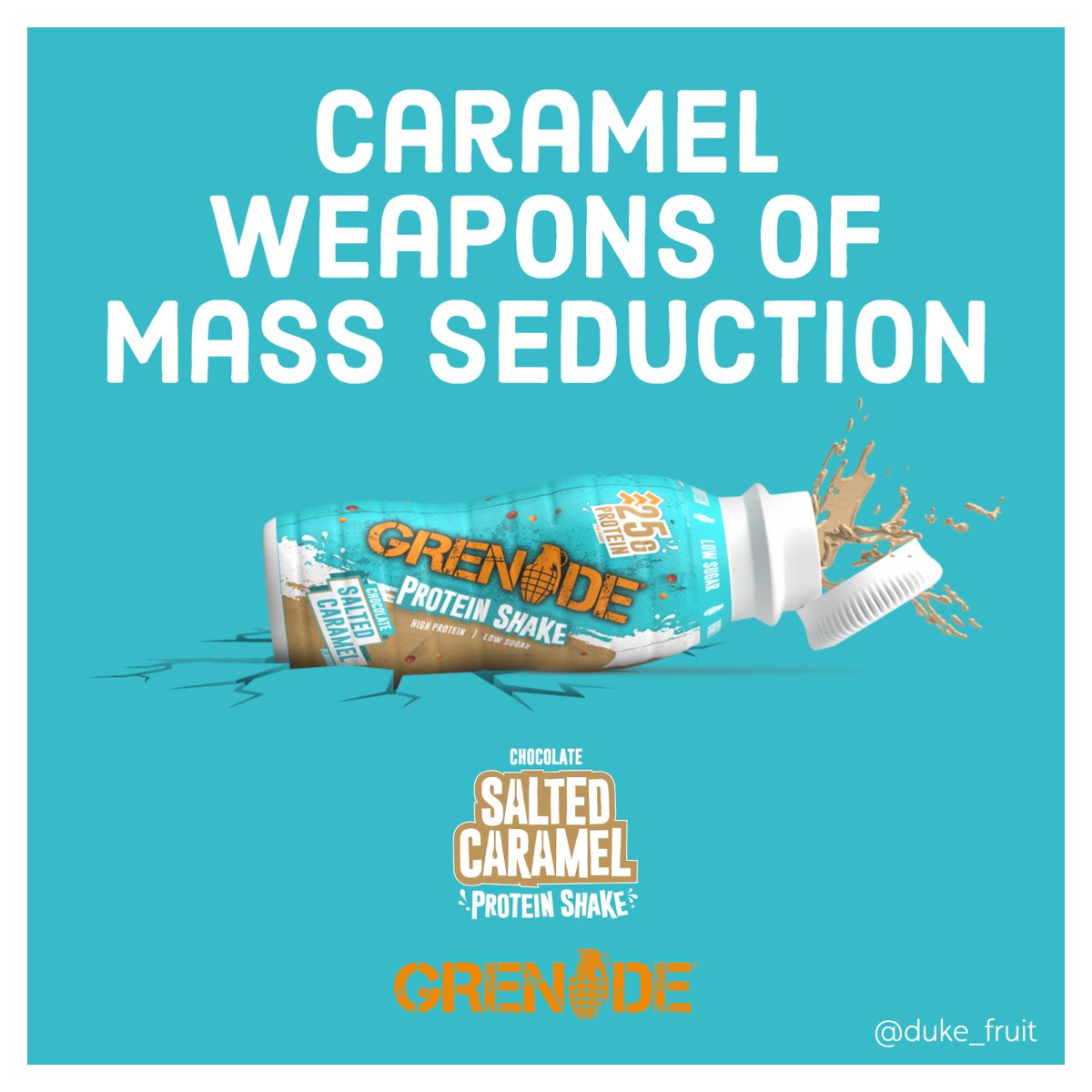 Duke_Fruit's tweet photo. Entry 2: Caramel weapons of mass seduction ('construction' might also work). @OneMinuteBriefs
@grenadeofficial #GrenadeChocolateSaltedCaramel https://t.co/J4ejd85A56