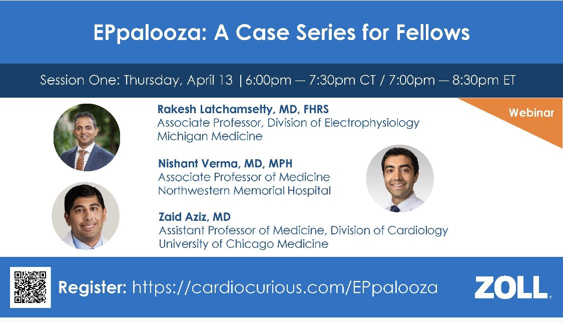 #EPeeps fellows, join us Thursday PM for EP fellow case presentations and discussion in a joint program between @umichmedicine @NMCardioVasc and @UChicagoMed. cardiocurious.com/EPpalooza