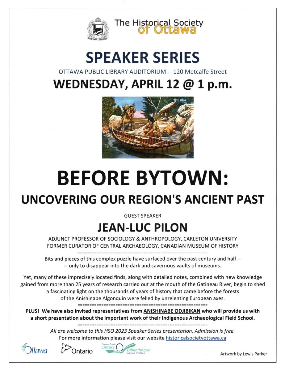 Kwey! Join us today for a short presentation with The Historical Society of Ottawa :)