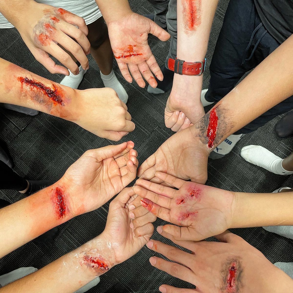The best part of a #middleschooltheatre makeup unit for Ss is begging to go to the nurse after finishing their scar &amp; wound FX assessment.

The best part for me is seeing them share supplies, assist one another, compliment others’ work, &amp; helping to clean up at the end of class.
